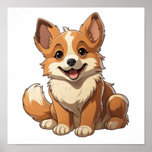 Poster Ilustração de cão de desenho animado