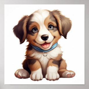 Poster Ilustração de cão de desenho animado