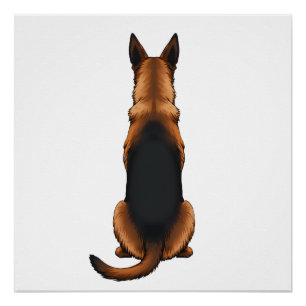 Póster Ilustração de Cão Vista Traseira do Pastor Alemão