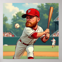 Poster ''Ilustração de caricatura do beisebol americano