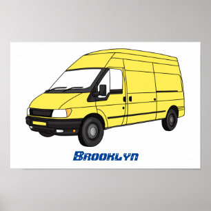 Poster Ilustração de carrinha de entrega
