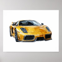 Ilustração de Carro Amarelo WaterColor