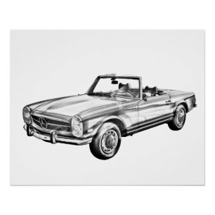 Póster Ilustração de carro conversível Mercedes Benz 2