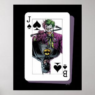 Poster Ilustração de Carta de Baralho do Coringa e Batman