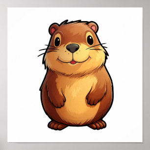 Poster Ilustração de Cartoon Capybara