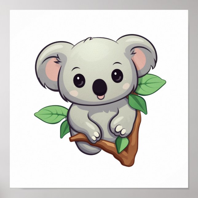 Poster Ilustração de cartoon koala (Frente)