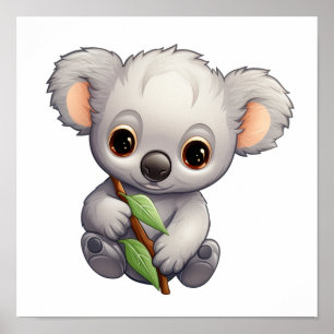 Poster Ilustração de cartoon koala