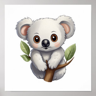 Poster Ilustração de cartoon koala
