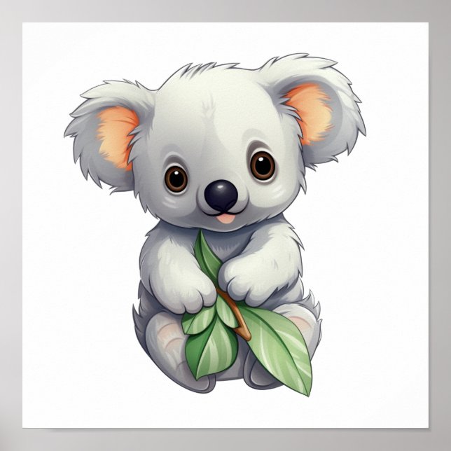 Poster Ilustração de cartoon koala (Frente)