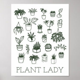 Poster Ilustração de Casa de Plantas da Senhora Planta Fo