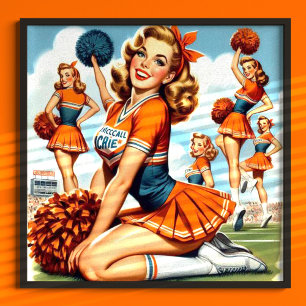 Poster Ilustração de Cheerleaderes Vintage