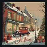 Póster Ilustração de Cidade de Vintage no Felry Christmas<br><div class="desc">ilustração de natais vintages</div>