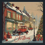 Póster Ilustração de Cidade de Vintage no Felry Christmas<br><div class="desc">ilustração de natais vintages</div>