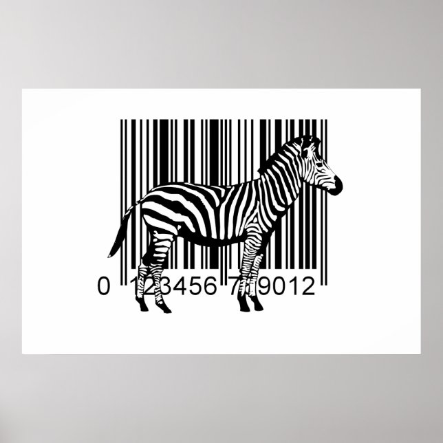 Póster Ilustração de Código de Barras Zebra (Frente)