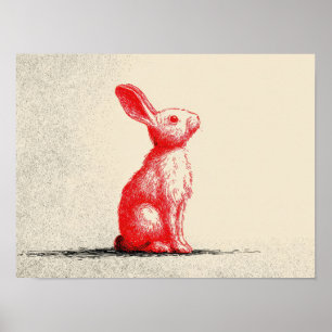 Poster Ilustração de Coelho Vermelho - Anima Vintage Mini