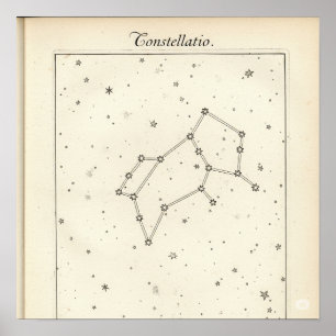 Poster Ilustração de Constelação de Vintage