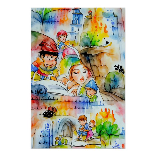 Póster Ilustração de Contorno de Fadas Quimáticas (Frente)