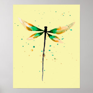 Poster Ilustração de cor de água doce Dragonfly