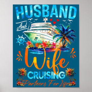 Poster Ilustração de Cruzeiro de Casal Marido e Mulher Co