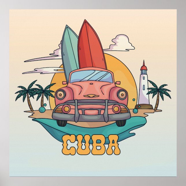 Poster Ilustração de Cuba (Frente)