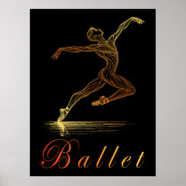Poster Ilustração de Dançarino Masculino de Ballet em Art