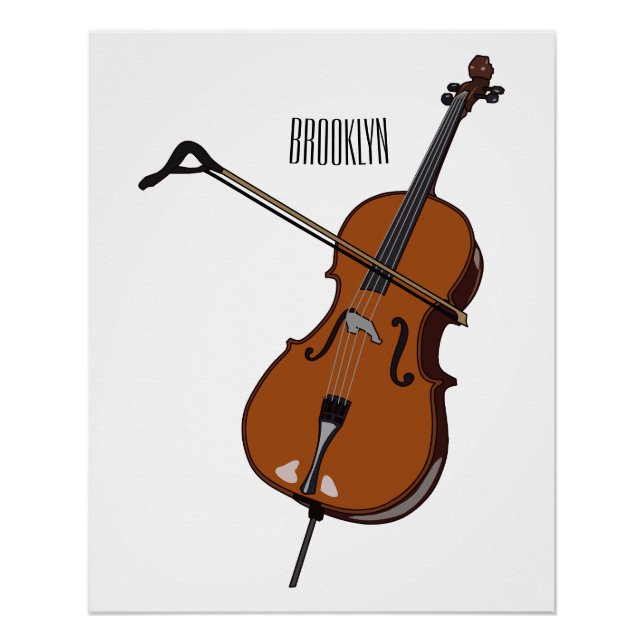 Póster Ilustração de desenho animado Cello (Frente)