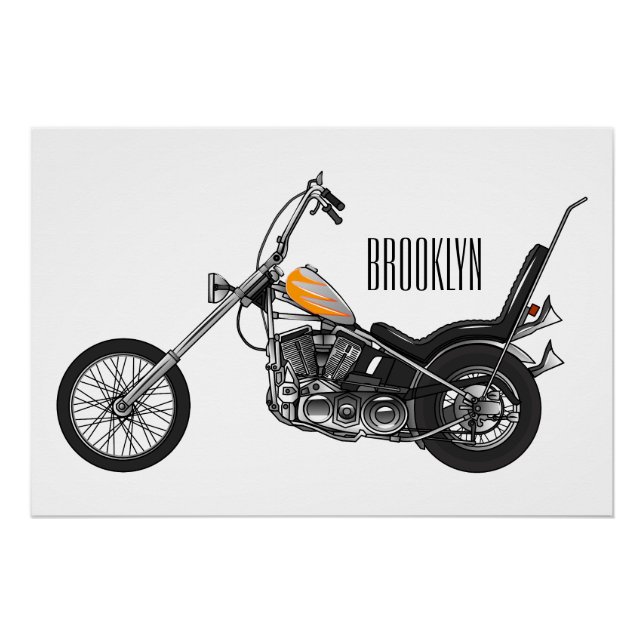 Póster Ilustração de desenho animado Chopper Motorcycle 1 (Frente)