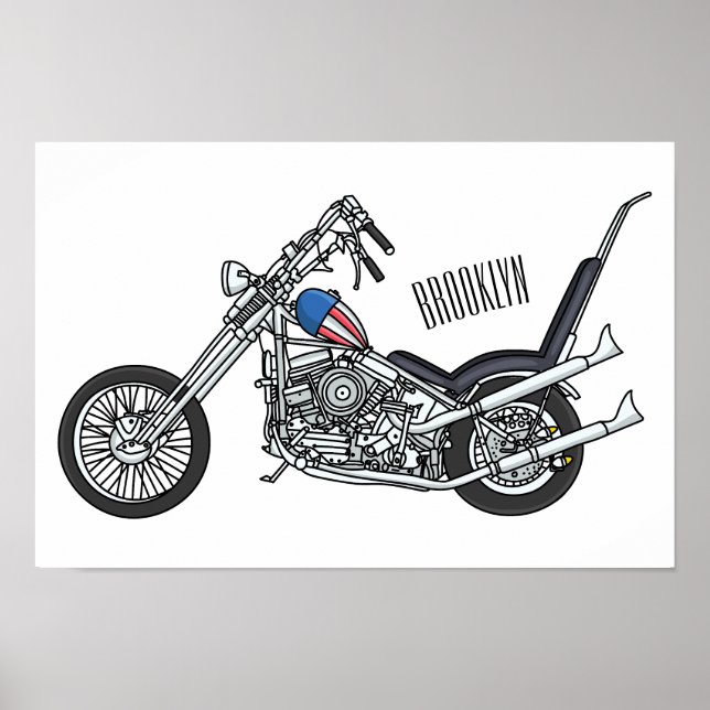 Poster Ilustração de desenho animado Chopper Motorcycle 1 (Frente)