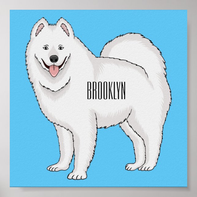 Poster Ilustração de desenho animado com cão Samoyed (Frente)