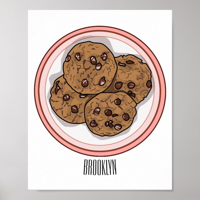 Poster Ilustração de desenho animado com chip de chocolat (Frente)