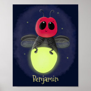 Poster Ilustração de desenho animado com inseto de raio