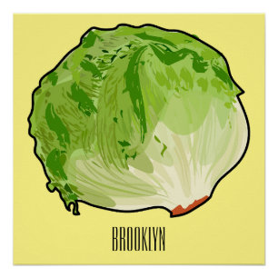Póster Ilustração de desenho animado de alface
