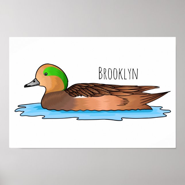 Poster Ilustração de desenho animado de ave-wigeon americ (Frente)