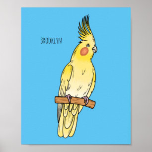 Poster Ilustração de desenho animado de aves Cockatiel