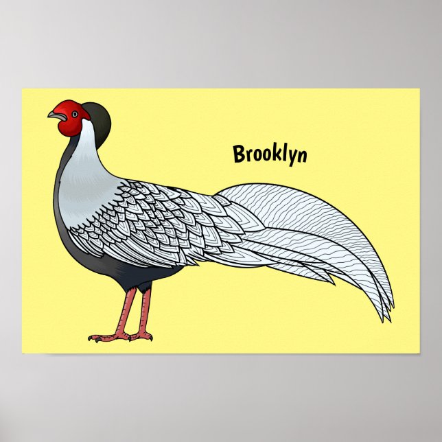 Poster Ilustração de desenho animado de aves faisão prate (Frente)
