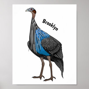 Poster Ilustração de desenho animado de aves guineafowl v