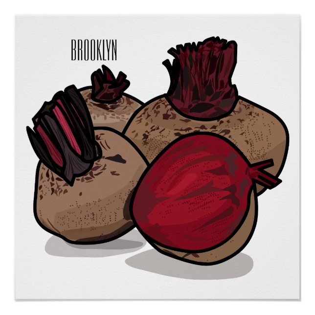 Póster Ilustração de desenho animado de beterraba (Frente)