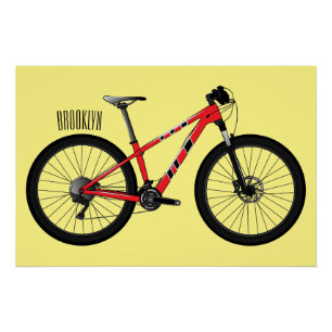 Póster Ilustração de desenho animado de bicicleta