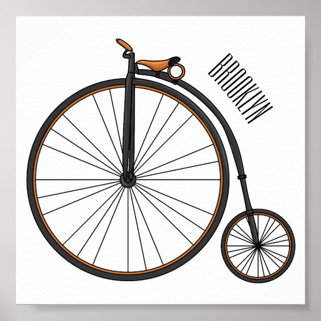 Poster Ilustração de desenho animado de bicicleta de alta (Frente)