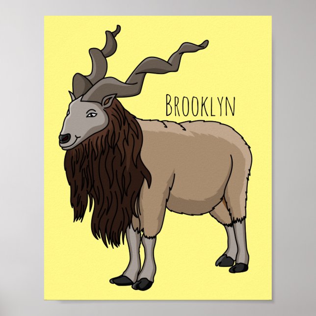 Poster ilustração de desenho animado de cabra Markhor (Frente)