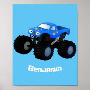 Poster Ilustração de desenho animado de caminhão de mo