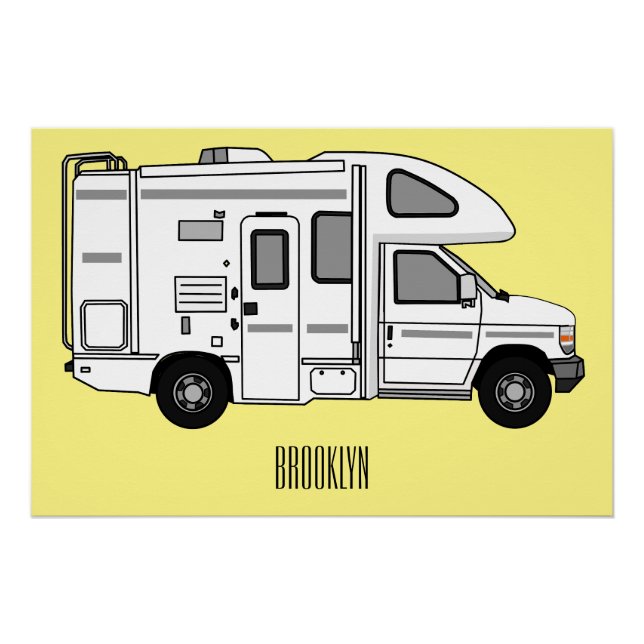 Póster Ilustração de desenho animado de Campervan (Frente)