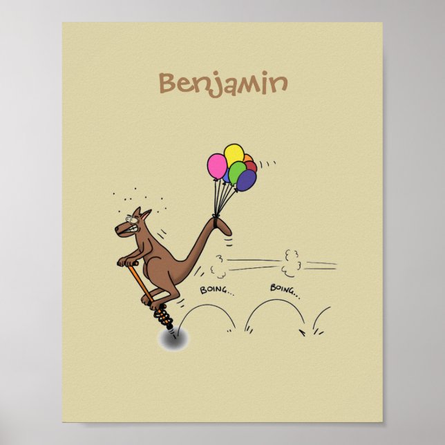 Poster Ilustração de desenho animado de canguru humor aus (Frente)