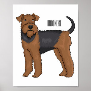 Poster Ilustração de desenho animado de cão Airedale terr