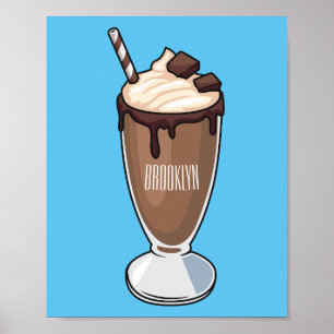 Poster Ilustração de desenho animado de Chocolate Milksha