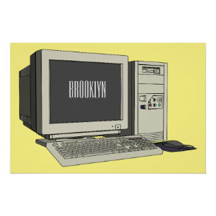 Póster Ilustração de desenho animado de computador