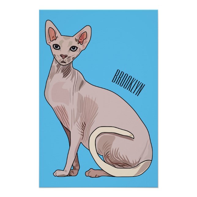 Póster Ilustração de desenho animado de gato esphynx (Frente)