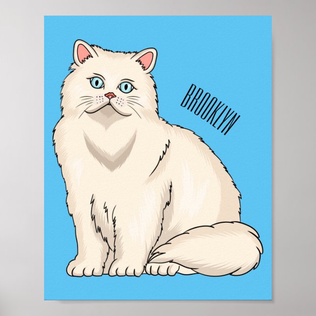 Poster Ilustração de desenho animado de gato persa (Frente)