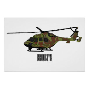 Póster Ilustração de desenho animado de helicóptero do ex