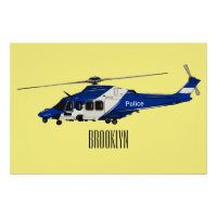 Ilustração de desenho animado de helicóptero polic